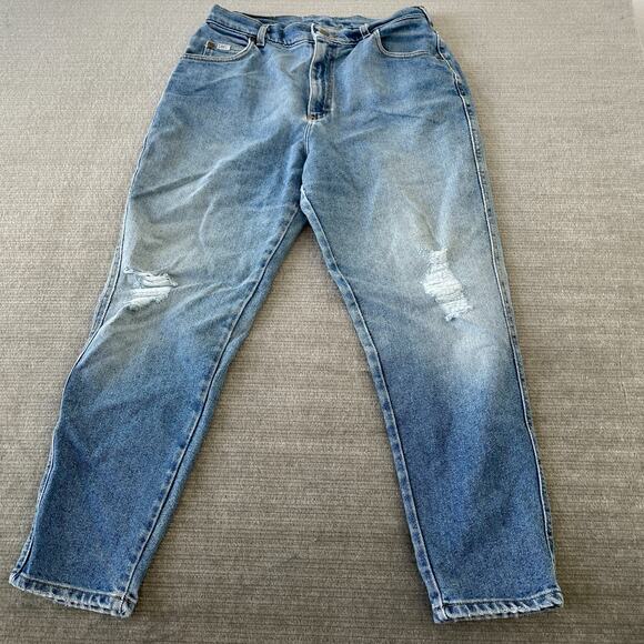 Vintage Lee Jeans Women 30x27 Blue Straight Mid Rise Zip Fly Casual Distressed - Picture 1 of 8